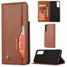 For Samsung Galaxy S21+ 5G Knead Skin Texture Horizontal Flip Leather Case with Photo Frame & Holder & Card Slots & Wallet(Brown) - 1