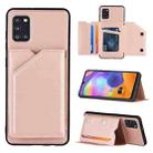 For Samsung Galaxy A31 Skin Feel PU + TPU + PC Back Cover Shockproof Case with Card Slots & Holder & Photo Frame(Rose Gold) - 1