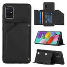 For Samsung Galaxy A51 Skin Feel PU + TPU + PC Back Cover Shockproof Case with Card Slots & Holder & Photo Frame(Black) - 1