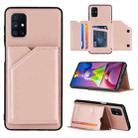 For Samsung Galaxy M51 Skin Feel PU + TPU + PC Back Cover Shockproof Case with Card Slots & Holder & Photo Frame(Rose Gold) - 1