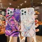 For iPhone 11 Splicing Marble Pattern Gilding TPU Protective Case with Foldable Holder (Purple) - 2