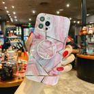For iPhone 11 Pro Max Splicing Marble Pattern Gilding TPU Protective Case with Foldable Holder (Pink) - 1