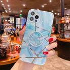 For iPhone 12 mini Splicing Marble Pattern Gilding TPU Protective Case with Foldable Holder (Green) - 1