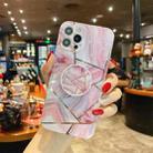 For iPhone 12 Pro Max Splicing Marble Pattern Gilding TPU Protective Case with Foldable Holder(Pink) - 1