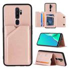 For OPPO A9 2020 Skin Feel PU + TPU + PC Back Cover Shockproof Case with Card Slots & Holder & Photo Frame(Rose Gold) - 1