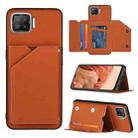 For OPPO F17 Skin Feel PU + TPU + PC Back Cover Shockproof Case with Card Slots & Holder & Photo Frame(Brown) - 1
