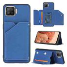 For OPPO F17 Skin Feel PU + TPU + PC Back Cover Shockproof Case with Card Slots & Holder & Photo Frame(Royal Blue) - 1
