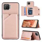 For OPPO F17 Skin Feel PU + TPU + PC Back Cover Shockproof Case with Card Slots & Holder & Photo Frame(Rose Gold) - 1