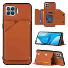 For OPPO F17 Pro & A93 Skin Feel PU + TPU + PC Back Cover Shockproof Case with Card Slots & Holder & Photo Frame(Brown) - 1