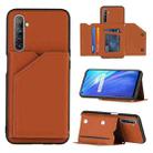 For OPPO Realme 6 Skin Feel PU + TPU + PC Back Cover Shockproof Case with Card Slots & Holder & Photo Frame(Brown) - 1