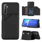 For OPPO Realme 6 Skin Feel PU + TPU + PC Back Cover Shockproof Case with Card Slots & Holder & Photo Frame(Black) - 1