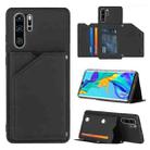 For Huawei P30 Pro Skin Feel PU + TPU + PC Back Cover Shockproof Case with Card Slots & Holder & Photo Frame(Black) - 1