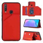 For vivo Y17 & Y15 & Y12 Skin Feel PU + TPU + PC Back Cover Shockproof Case with Card Slots & Holder & Photo Frame(Red) - 1