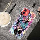 For iPhone 12 mini Shockproof Painted Transparent TPU Protective Case (Starry Rose) - 1