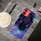 For iPhone 12 mini Shockproof Painted Transparent TPU Protective Case (Purple Tiger) - 1