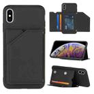 For iPhone X / XS Skin Feel PU + TPU + PC Back Cover Shockproof Case with Card Slots & Holder & Photo Frame(Black) - 1