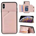 For iPhone X / XS Skin Feel PU + TPU + PC Back Cover Shockproof Case with Card Slots & Holder & Photo Frame(Rose Gold) - 1