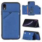 For iPhone XR Skin Feel PU + TPU + PC Back Cover Shockproof Case with Card Slots & Holder & Photo Frame(Royal Blue) - 1