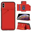 For iPhone XS Max Skin Feel PU + TPU + PC Back Cover Shockproof Case with Card Slots & Holder & Photo Frame(Red) - 1