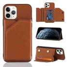 For iPhone 11 Pro Skin Feel PU + TPU + PC Back Cover Shockproof Case with Card Slots & Holder & Photo Frame (Brown) - 1