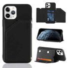 For iPhone 11 Pro Skin Feel PU + TPU + PC Back Cover Shockproof Case with Card Slots & Holder & Photo Frame (Black) - 1