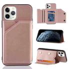 For iPhone 11 Pro Skin Feel PU + TPU + PC Back Cover Shockproof Case with Card Slots & Holder & Photo Frame (Rose Gold) - 1