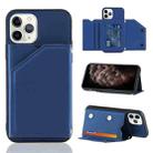 For iPhone 11 Pro Max Skin Feel PU + TPU + PC Back Cover Shockproof Case with Card Slots & Holder & Photo Frame (Royal Blue) - 1