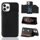 For iPhone 11 Pro Max Skin Feel PU + TPU + PC Back Cover Shockproof Case with Card Slots & Holder & Photo Frame (Black) - 1