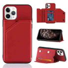 For iPhone 11 Pro Max Skin Feel PU + TPU + PC Back Cover Shockproof Case with Card Slots & Holder & Photo Frame (Red) - 1
