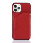 For iPhone 11 Pro Max Skin Feel PU + TPU + PC Back Cover Shockproof Case with Card Slots & Holder & Photo Frame (Red) - 2