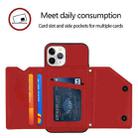 For iPhone 11 Pro Max Skin Feel PU + TPU + PC Back Cover Shockproof Case with Card Slots & Holder & Photo Frame (Red) - 4