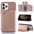 For iPhone 11 Pro Max Skin Feel PU + TPU + PC Back Cover Shockproof Case with Card Slots & Holder & Photo Frame (Rose Gold) - 1