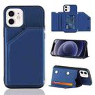 For iPhone 12 mini Skin Feel PU + TPU + PC Back Cover Shockproof Case with Card Slots & Holder & Photo Frame (Royal Blue) - 1