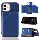 For iPhone 12 / 12 Pro Skin Feel PU + TPU + PC Back Cover Shockproof Case with Card Slots & Holder & Photo Frame(Royal Blue) - 1