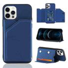 For iPhone 12 Pro Max Skin Feel PU + TPU + PC Back Cover Shockproof Case with Card Slots & Holder & Photo Frame(Royal Blue) - 1