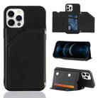 For iPhone 12 Pro Max Skin Feel PU + TPU + PC Back Cover Shockproof Case with Card Slots & Holder & Photo Frame(Black) - 1