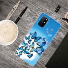 For OnePlus 8T Shockproof Painted Transparent TPU Protective Case(Blue Butterfly) - 1