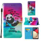 For Samsung Galaxy A02s US Version Cross Texture Painting Pattern Horizontal Flip Leather Case with Holder & Card Slots & Wallet & Lanyard(Sleeping Panda) - 1