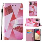 For Samsung Galaxy A02s US Version Cross Texture Painting Pattern Horizontal Flip Leather Case with Holder & Card Slots & Wallet & Lanyard(Pink Rhombus) - 1