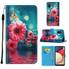 For Samsung Galaxy A02s US Version Cross Texture Painting Pattern Horizontal Flip Leather Case with Holder & Card Slots & Wallet & Lanyard(Chrysanthemum) - 1