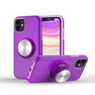 TPU+PC 2 in 1 Shockproof Case with Magnetic Round Car Holder For iPhone 11 Pro(Purple) - 1