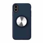 TPU+PC 2 in 1 Shockproof Case with Magnetic Round Car Holder For iPhone XR(Dark Blue) - 1