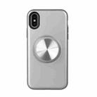 TPU+PC 2 in 1 Shockproof Case with Magnetic Round Car Holder For iPhone XR(Silver) - 1