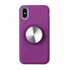 TPU+PC 2 in 1 Shockproof Case with Magnetic Round Car Holder For iPhone XR(Purple) - 1