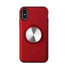 For iPhone XR TPU+PC 2 in 1 Shockproof Case with Magnetic Round Car Holder(Red) - 1