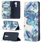 For OPPO A5 (2020) Colored Drawing Pattern Invisible Magnetic Horizontal Flip PU Leather Case with Holder & Card Slots & Wallet(Blue Leaf) - 1