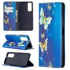 For Huawei P smart 2021 / Y7a Colored Drawing Pattern Invisible Magnetic Horizontal Flip PU Leather Case with Holder & Card Slots & Wallet(Gold Butterflies) - 1