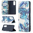 For Huawei P smart 2021 / Y7a Colored Drawing Pattern Invisible Magnetic Horizontal Flip PU Leather Case with Holder & Card Slots & Wallet(Blue Leaf) - 1