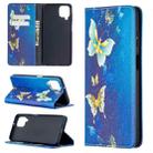 For Samsung Galaxy A12 Colored Drawing Pattern Invisible Magnetic Horizontal Flip PU Leather Case with Holder & Card Slots & Wallet(Gold Butterflies) - 1