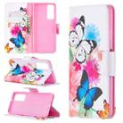 For Huawei P smart 2021 / Y7a Colored Drawing Pattern Horizontal Flip Leather Case with Holder & Card Slots & Wallet(Butterfly) - 1